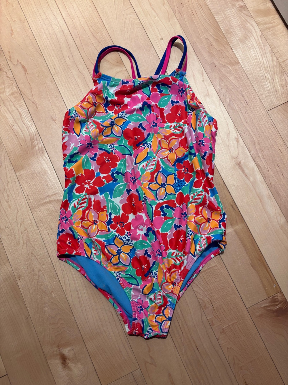 Speedo Girls Floral One-Piece Swimsuit in Pink, Red, Yellow, Blue, Green